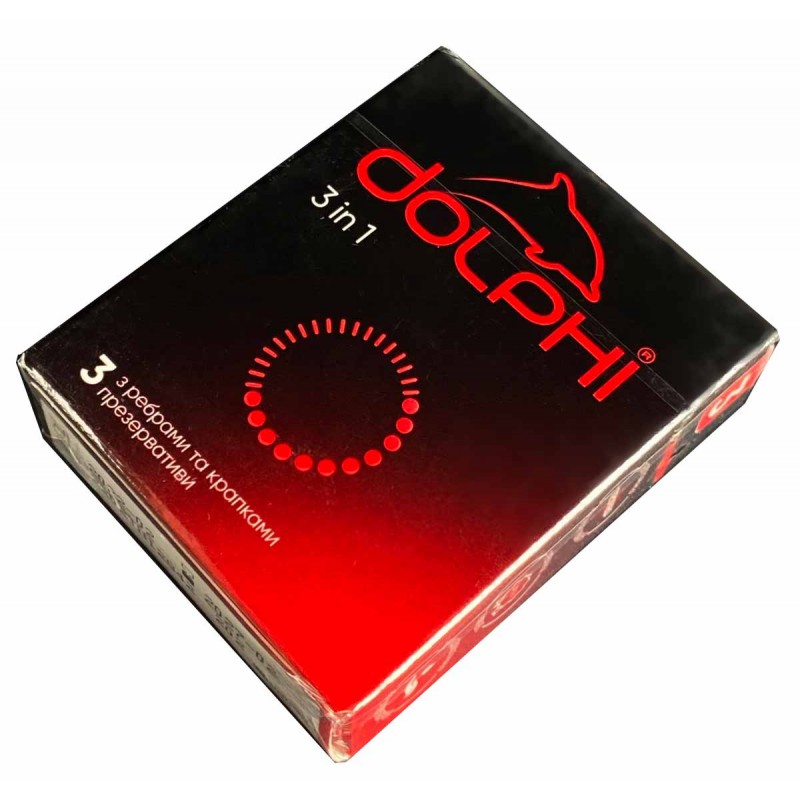Dolphi 3-in-1 Condoms 3pcs - Front of Pack