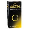 Ciemnoniebieskie opakowanie Dolphi Anatomic Ultra Thin 12 sztuk z białym logo i opisem