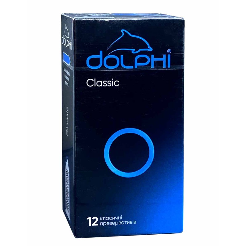Niebieskie opakowanie Dolphi Classic, 12 sztuk, karton, białe napisy, 5 paczek
