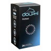Schwarze Dolphi Dotted Kondomverpackung mit weißen Punkten und gelbem 24-Stück-Hinweis