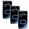 Чорна картонна упаковка Dolphi XXXXXL 36 презервативів, білий логотип, три пачки