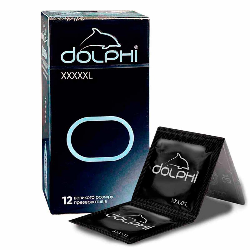 Four colorful Dolphi condom boxes in foil packaging, each pack contains 12 assorted condoms