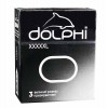 Czarne opakowanie Dolphi XXXXXL 3szt, srebrny napis, niebieskie akcenty, karton
