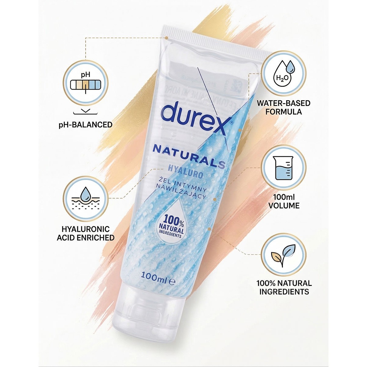 Żel intymny Durex Naturals Hyaluro gel 100 ml (Blue)