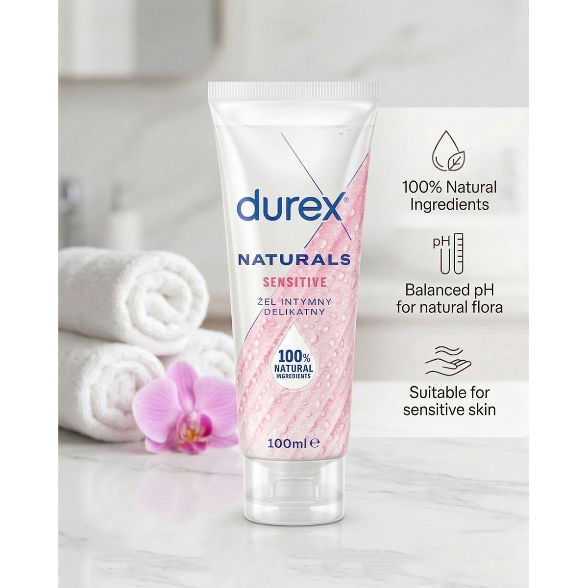 Żel intymny Durex Naturals Sensitive gel 100 ml aloe (Pink)