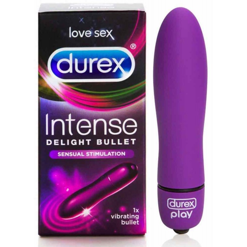 Purple and black Durex Intense Delight Bullet vibrator packaging with product image