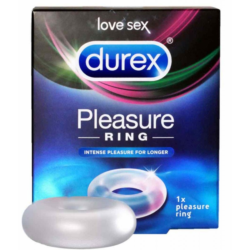 Фіолетова упаковка Durex з білим кільцем, логотипом бренду та фіолетовим градієнтом