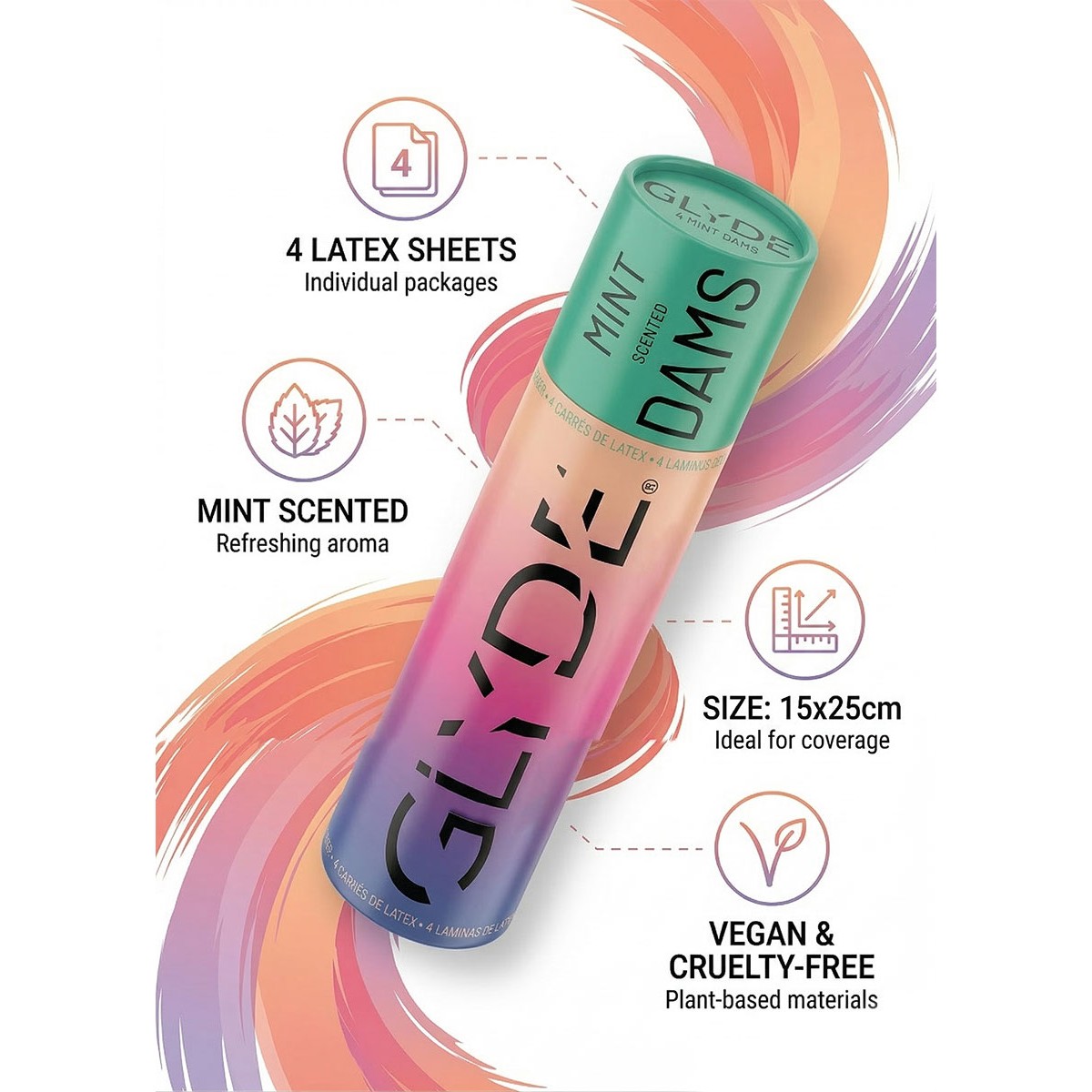 Chusteczki lateksowe Oral Dams GLYDE Green Mint 4 szt.