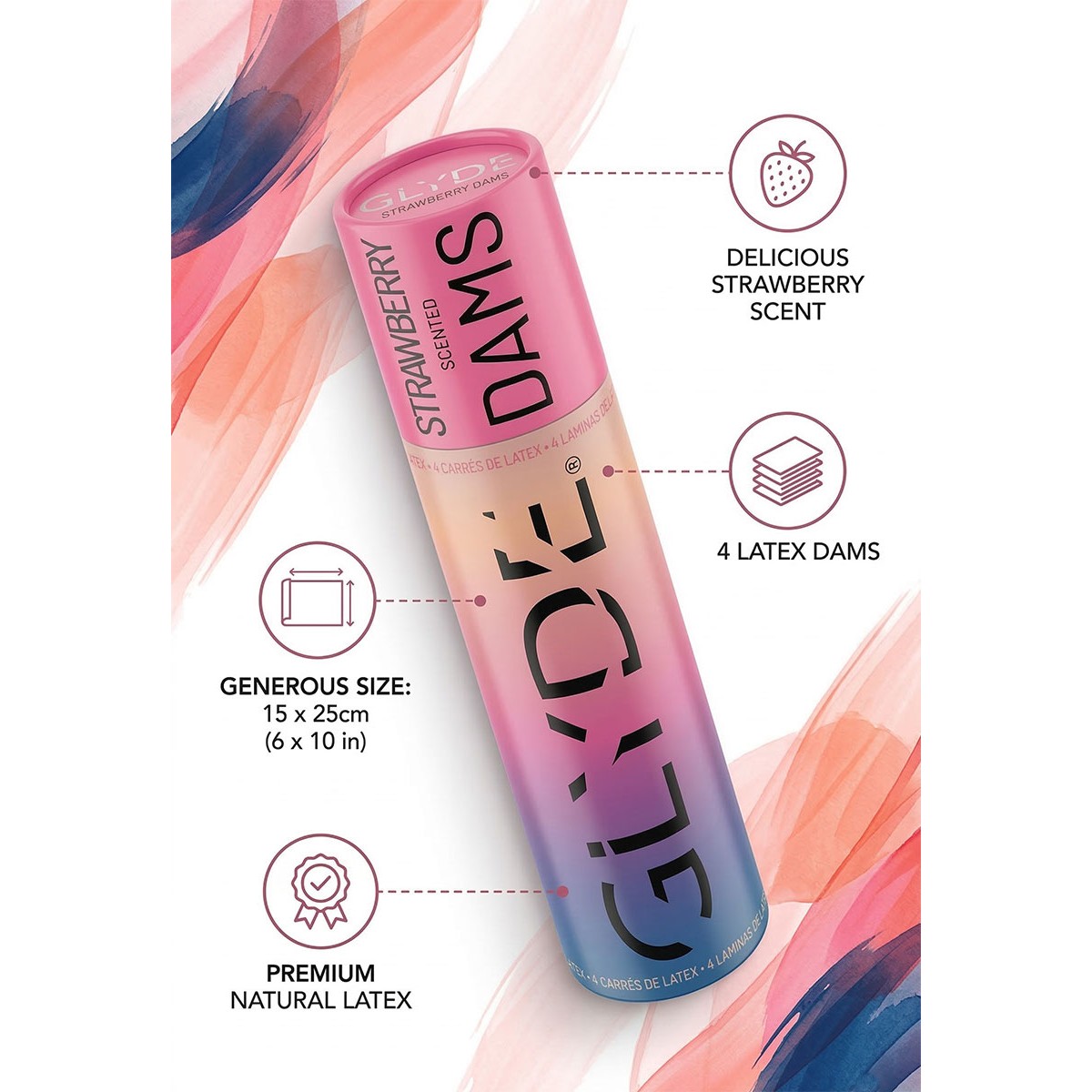 Chusteczki lateksowe Oral Dams GLYDE Pink Strawberry 4 szt.