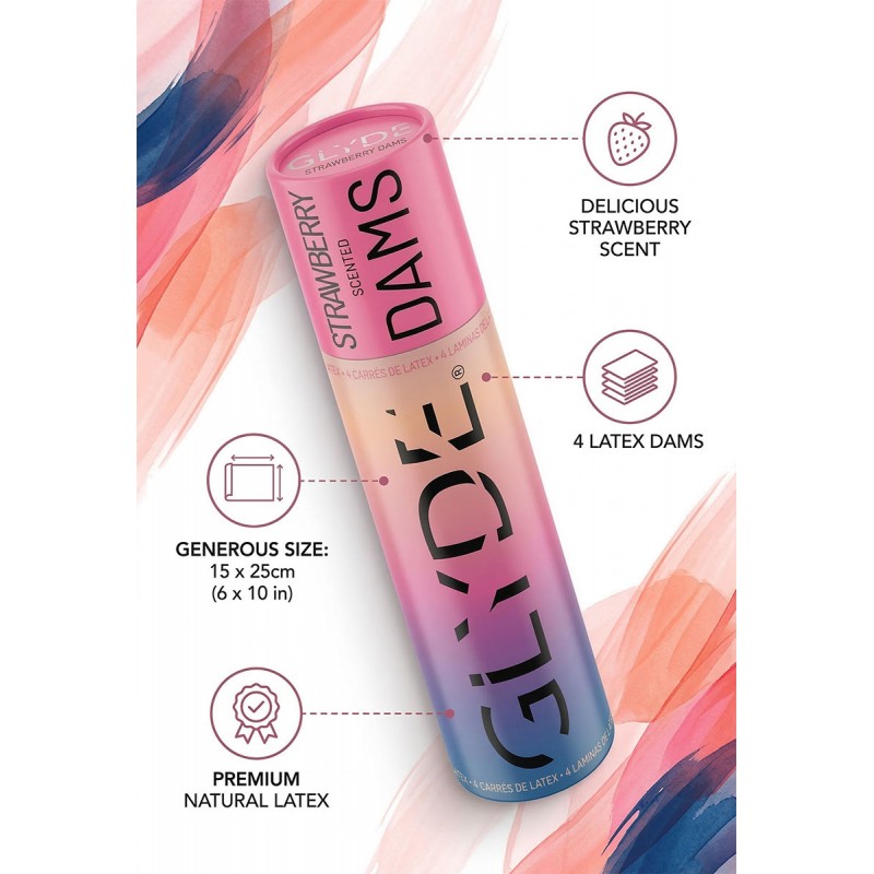 Chusteczki lateksowe Oral Dams GLYDE Pink Strawberry 4 szt.