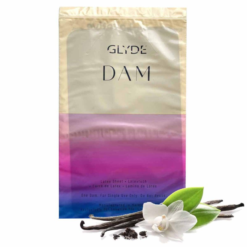 Fioletowo-żółte opakowanie Lateksowe serwetki doustne Sheer Glyde Creme wanilia 4 sztuki