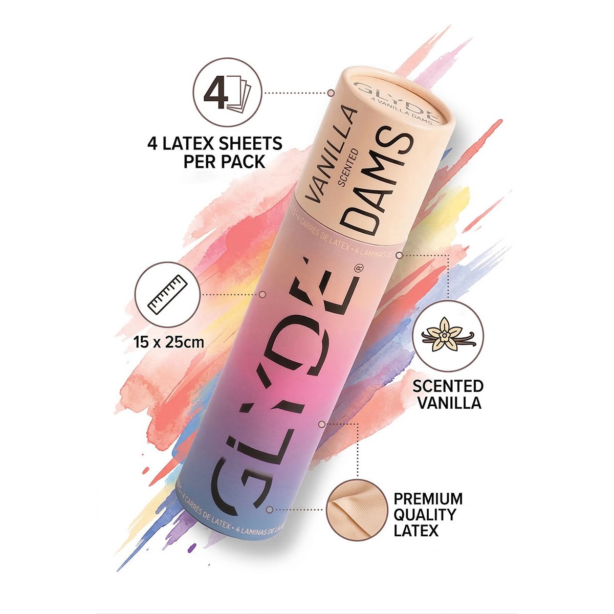 Chusteczki lateksowe Oral Dams GLYDE Creme Vanilla 4 szt.