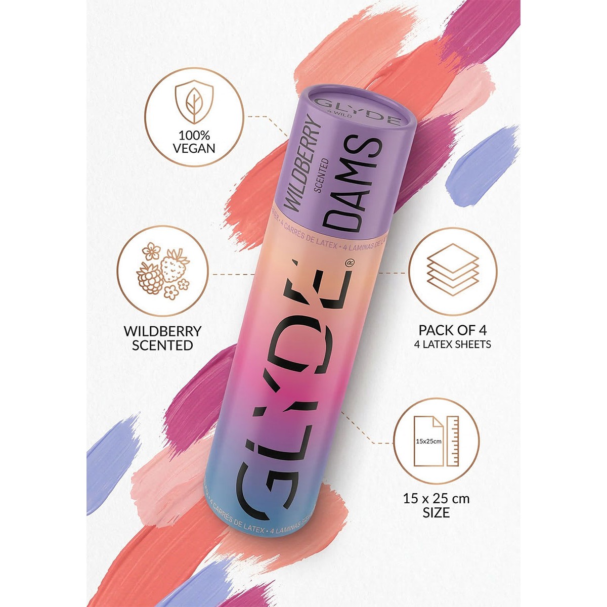 Chusteczki lateksowe Oral Dams GLYDE Purple Wildberry 4 szt.