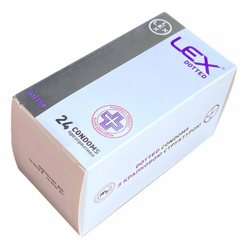Чорна упаковка з написом LEX Dotted 24, жовті та білі елементи, картон, кількість 24