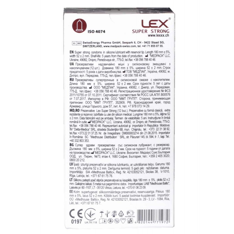 Czarne opakowanie kartonowe LEX Super Strong 12 sztuk z czerwonymi i srebrnymi detalami