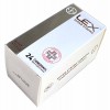 Blue and white LEX Super Strong condoms box with gold accents and 24 pieces label