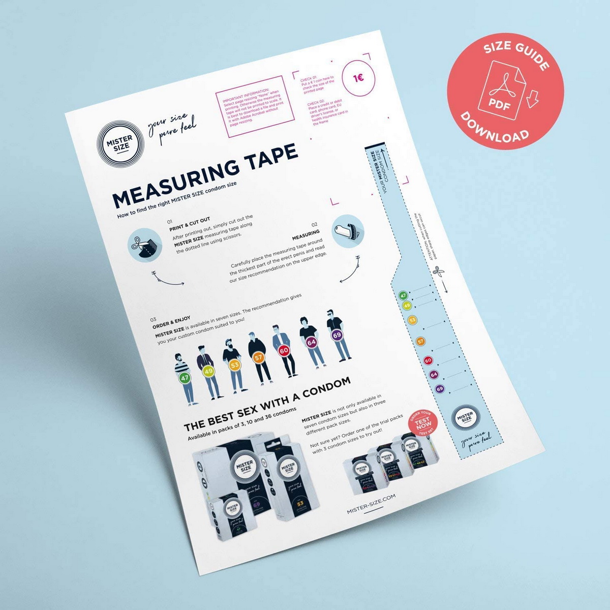 Prezerwatywy MisterSize 64 (220mm, 64mm) - 36szt