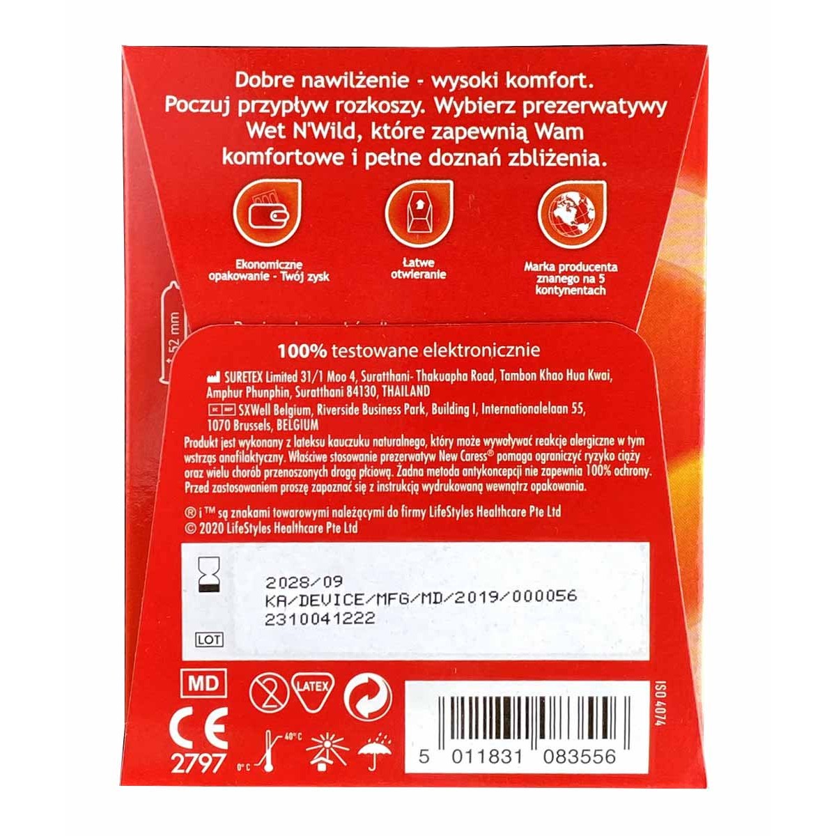 Prezerwatywy NEW CARESS Wet N Wild 3 szt.