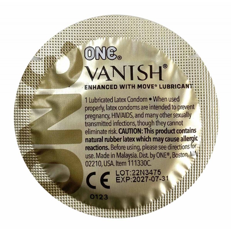 Прозора упаковка ONE Vanish Superthin синьо-фіолетового кольору, 12 штук, преміум змазка