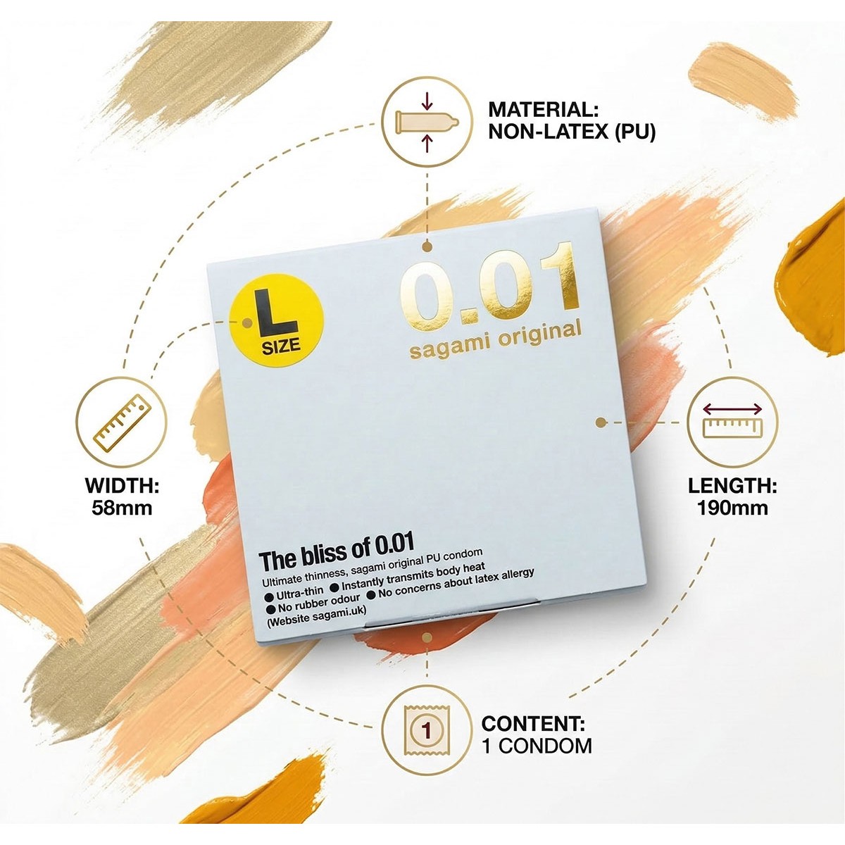 Prezerwatywy poliuretanowe Sagami Original 0.01 L-Size (duży rozmiar) 1 szt.