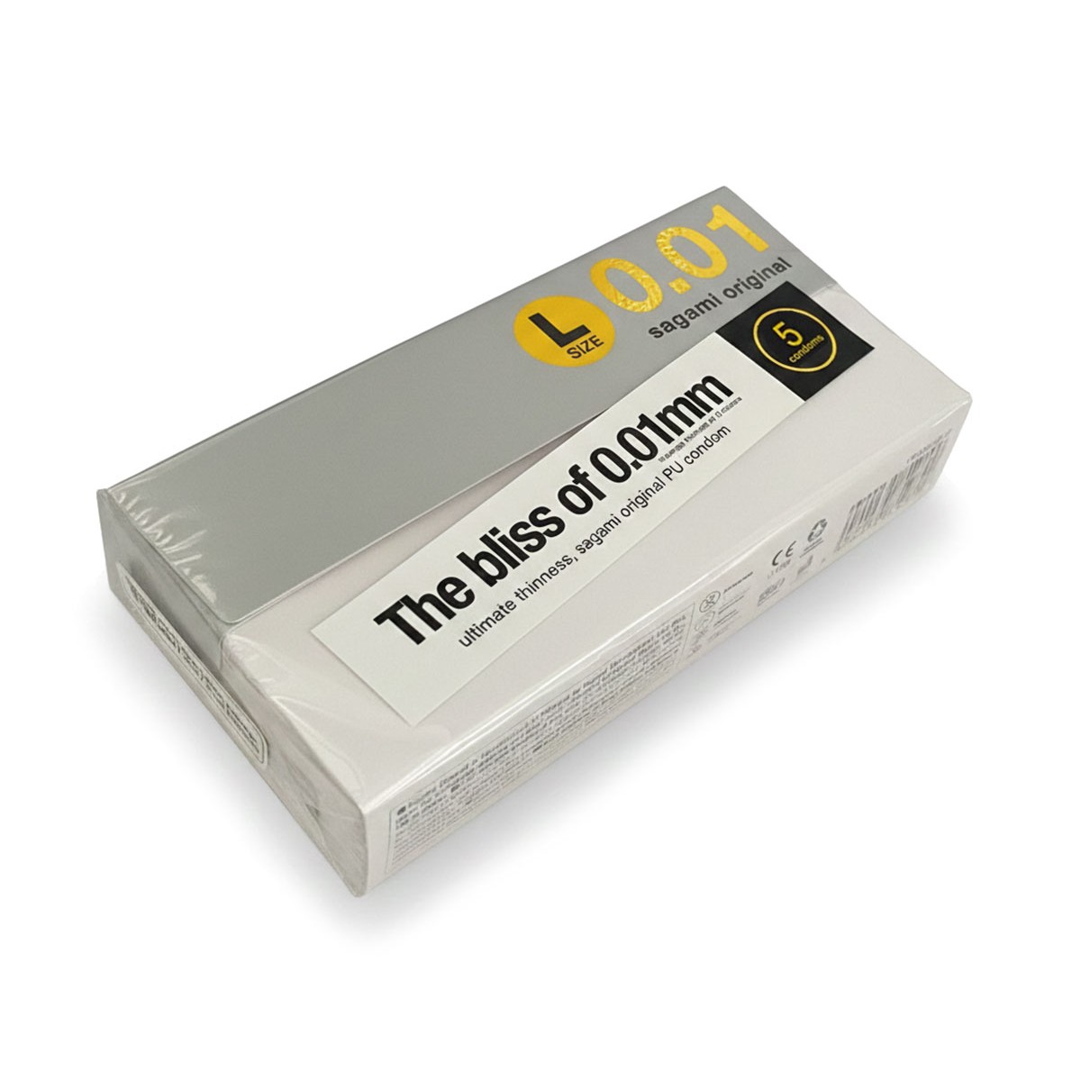 Sagami Original 0.01 Polyurethan-Kondome L-Größe, hauchdünn, 5 Stk.