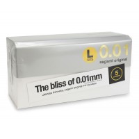 Sagami Original 0.01 Polyurethan-Kondome L-Größe, hauchdünn, 5 Stk.