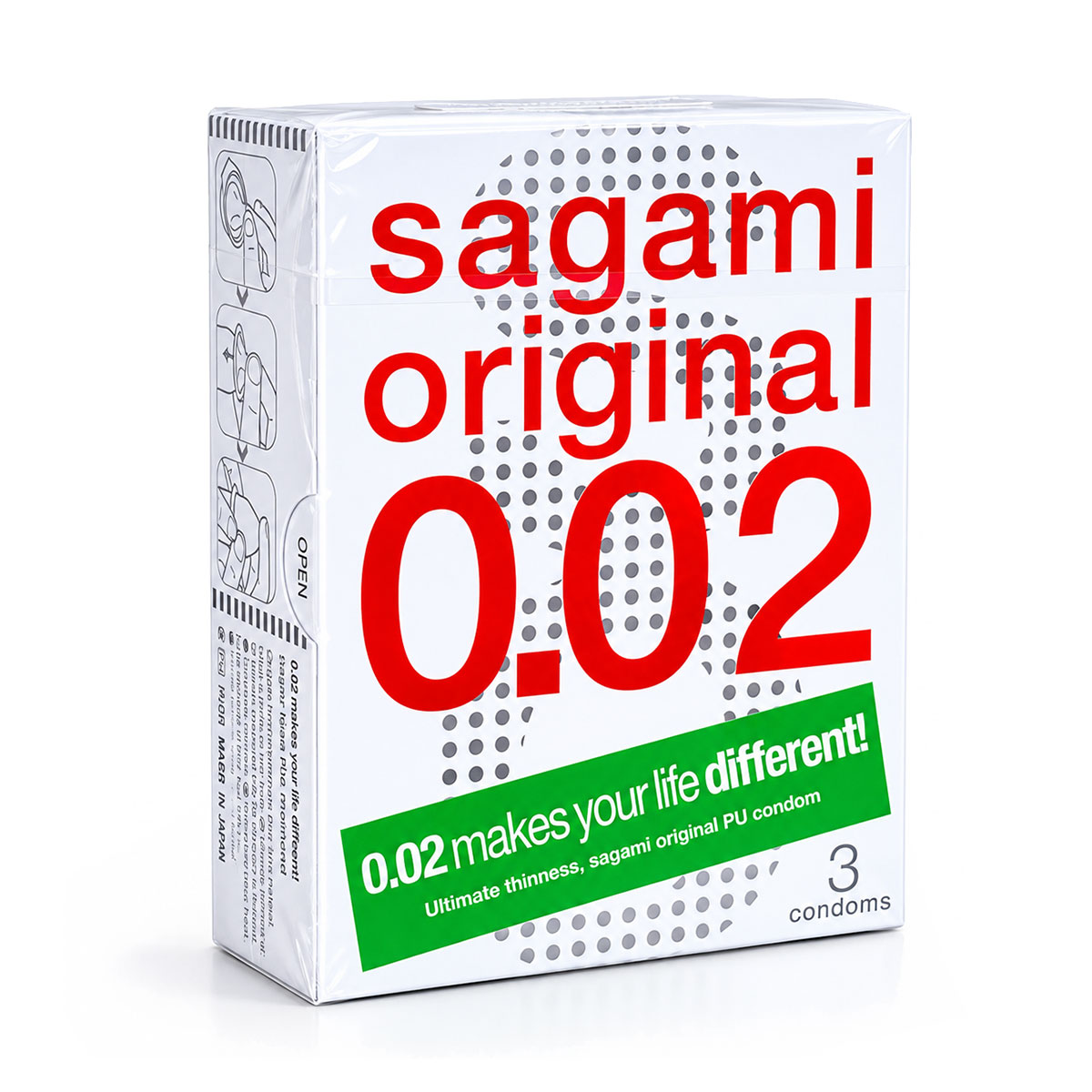 Sagami Original 0.02 — poliuretan 3 szt.