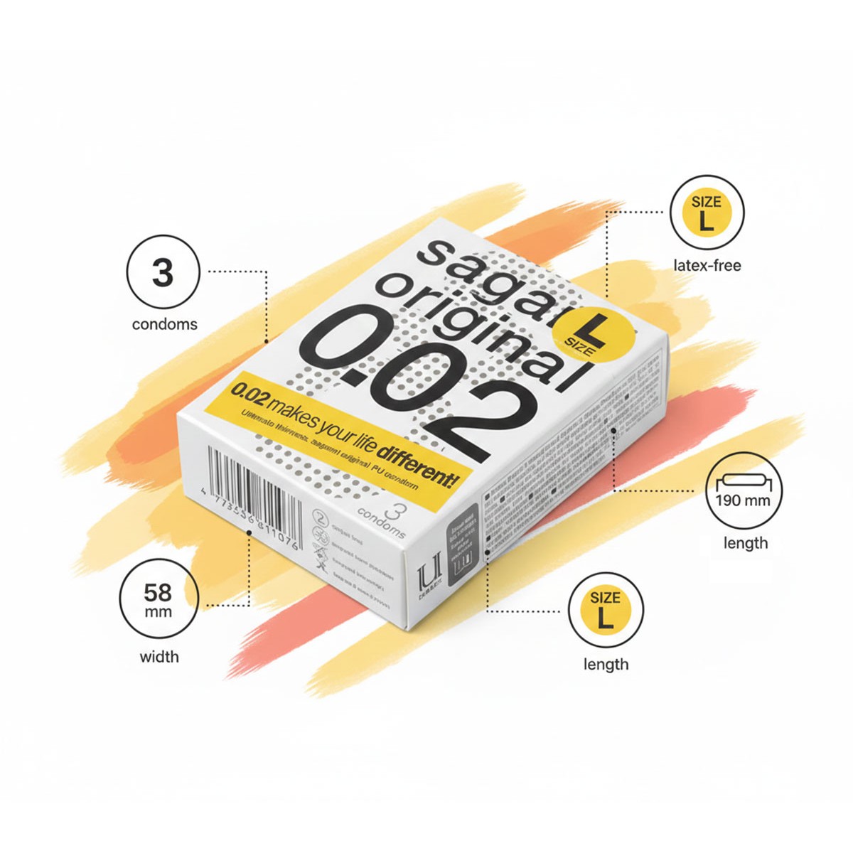 Prezerwatywy poliuretanowe Sagami Original 0.02 L-Size (duże) 3 szt.