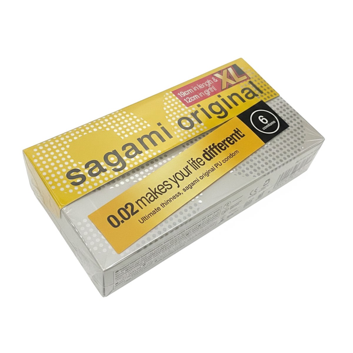Sagami Original 0.02 Polyurethan-Kondome XL-Größe, latexfrei, 6 Stk.