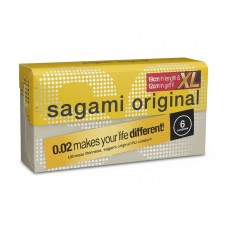 Sagami Original 0.02 Polyurethan-Kondome XL-Größe, latexfrei, 6 Stk.