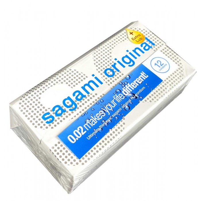 Polyurethane condoms SAGAMI Original 0.02 ExtraLub (12 pcs) - buy online with delivery in Poland⭐️prezerwatywy4u.pl