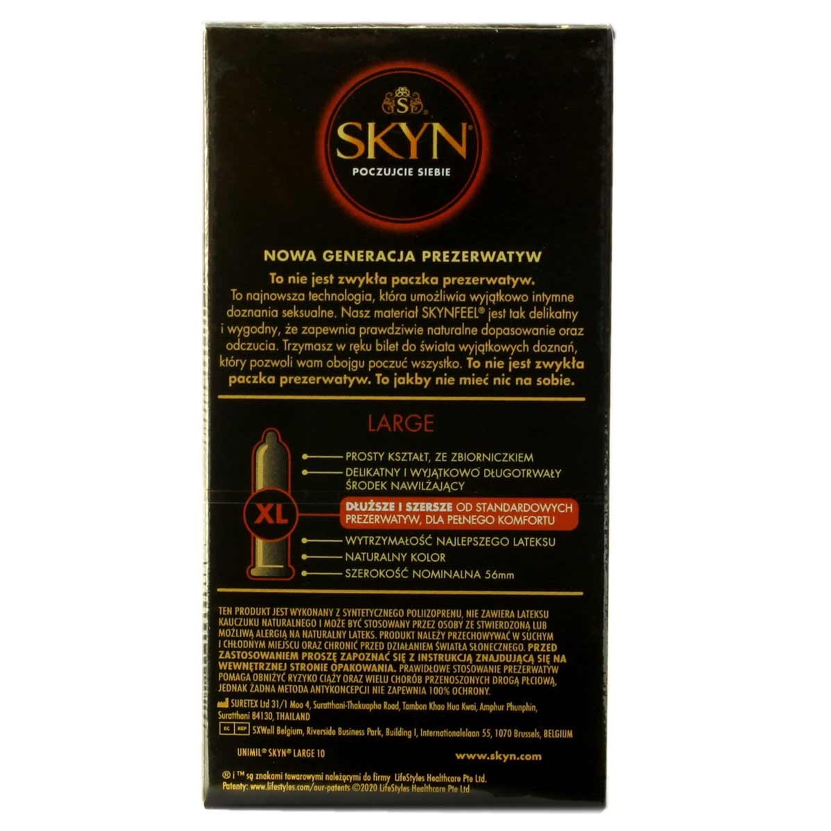 Prezerwatywy SKYN Large, bez lateksu, 10 sztuk