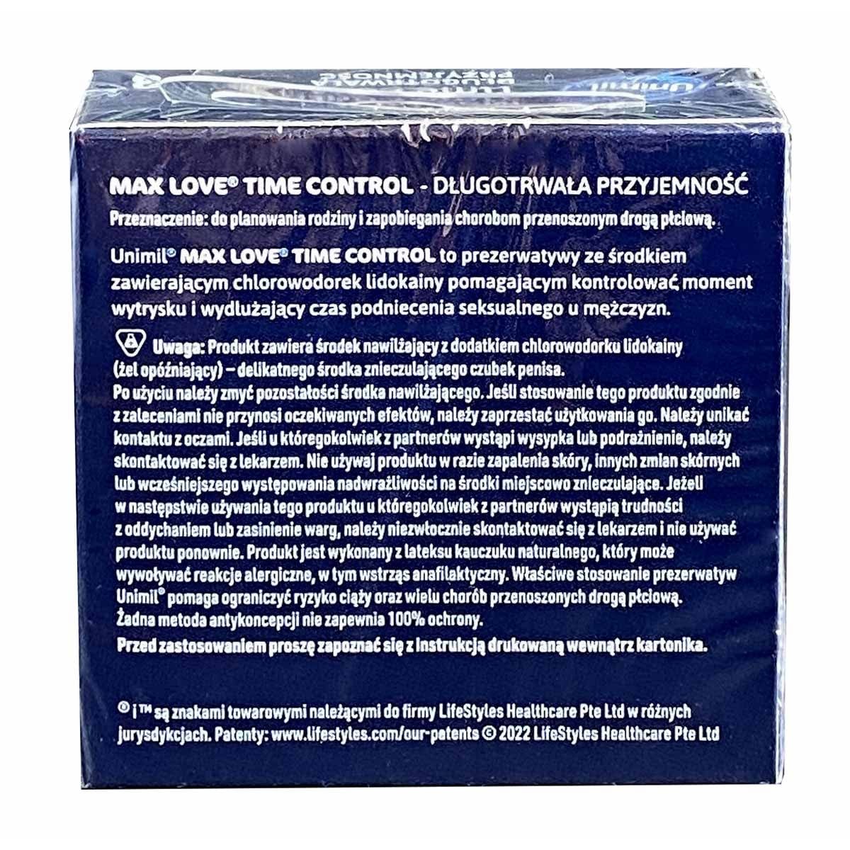 Kondome UNIMIL MAX LOVE TIME CONTROL 3 Stück