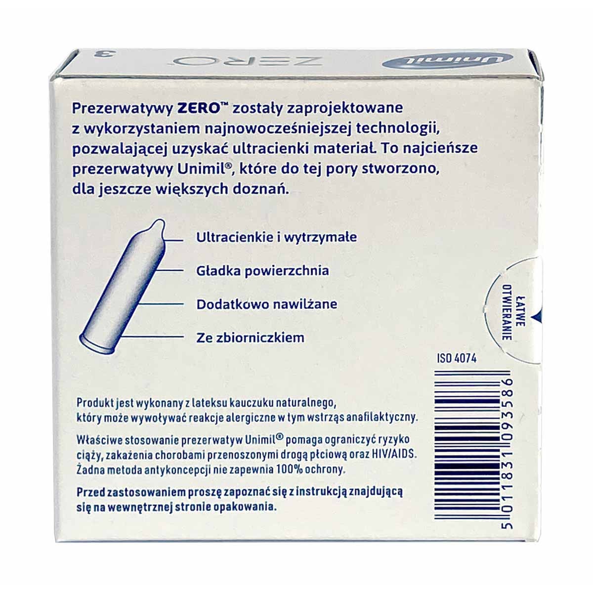 Kondome UNIMIL Zero 15 Stück (5 Packungen à 3 Stück)