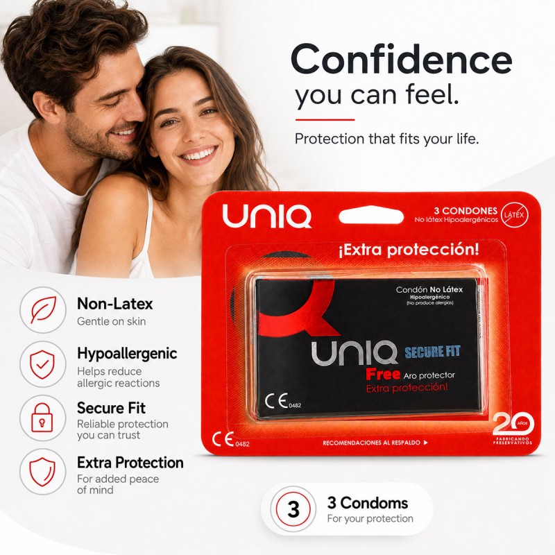 UNIQ FREE Secure Fit Non-Latex Condoms 3 pcs