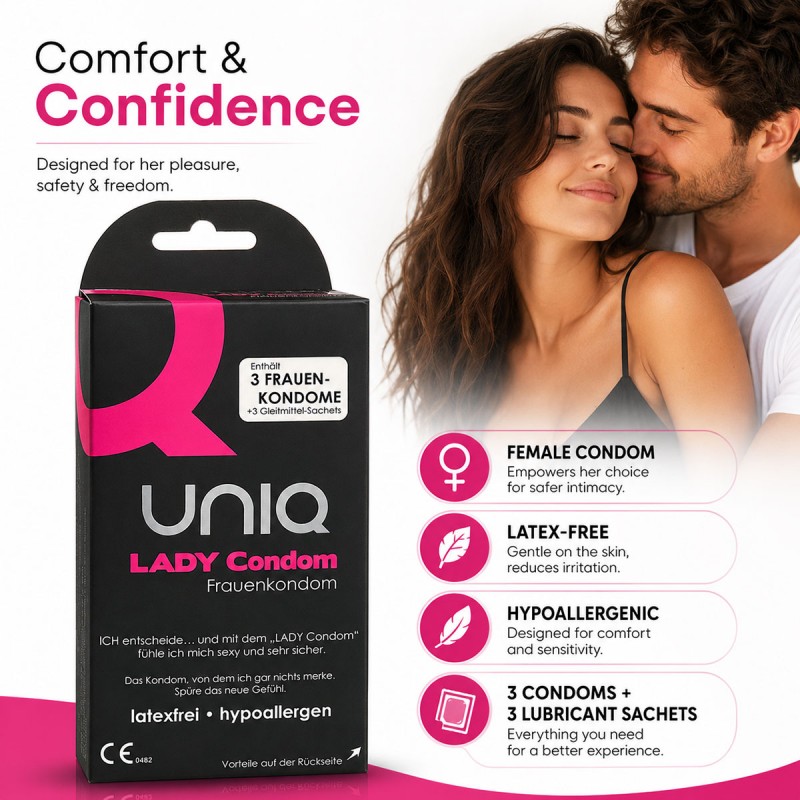 UNIQ Lady Condom Non-Latex Female Condoms 3 pcs