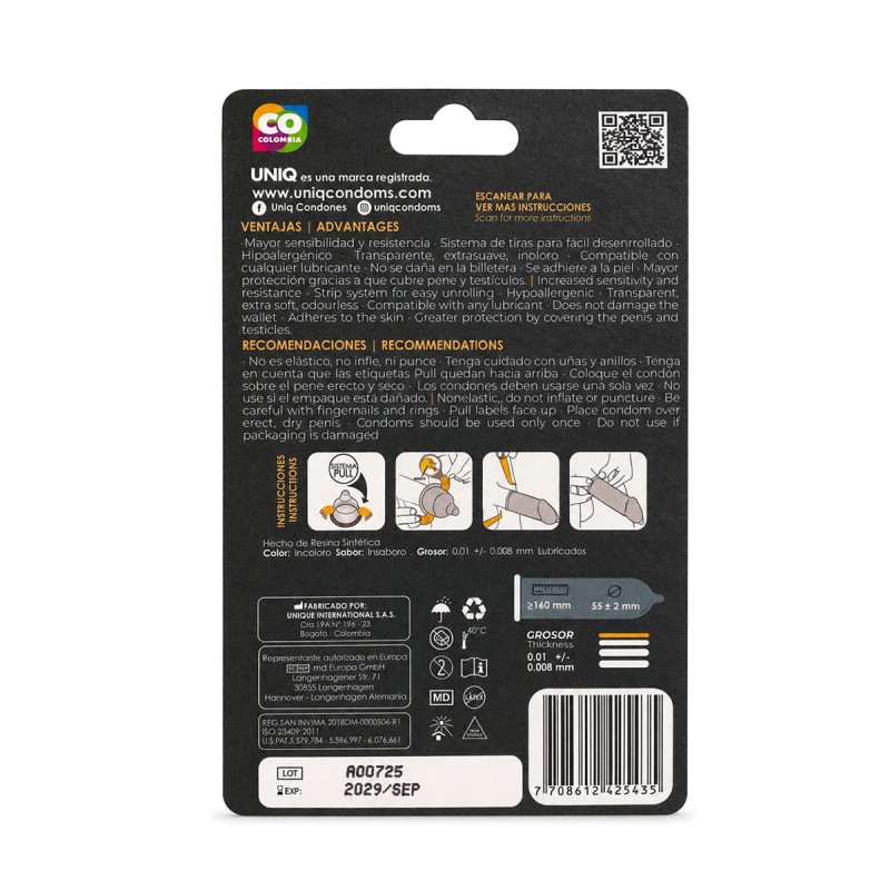 UNIQ PULL Non-Latex Condoms 3 pcs