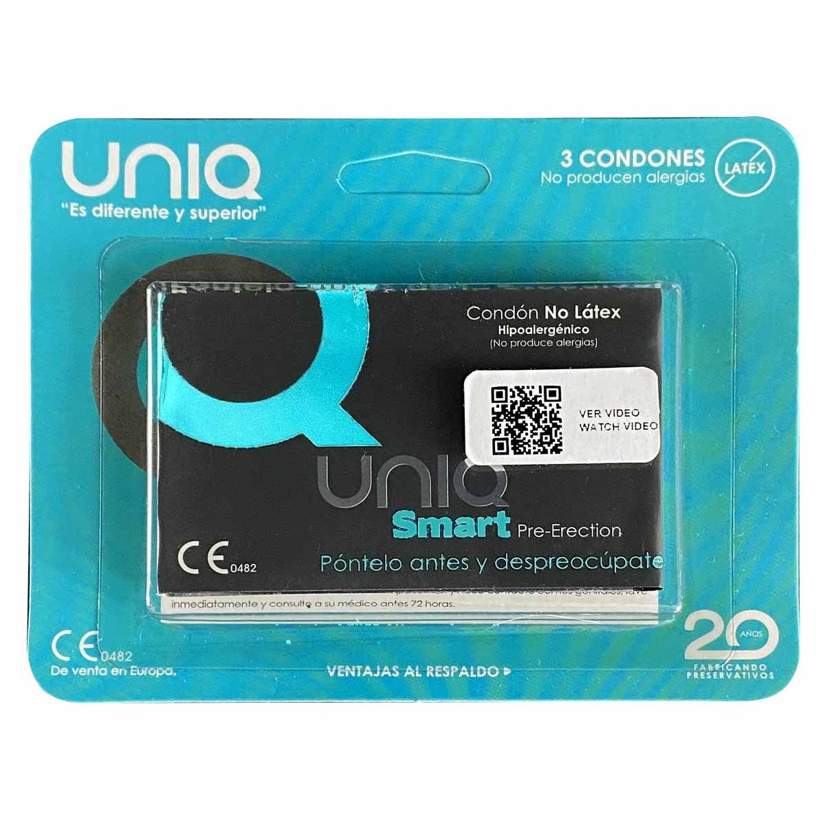 Latex-Free Condoms UNIQ Smart 3 pcs — with applicator